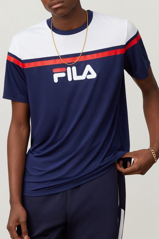 Fila T-Shirt Mens Navy - Zelic Crew - Philippines 1532470-KC